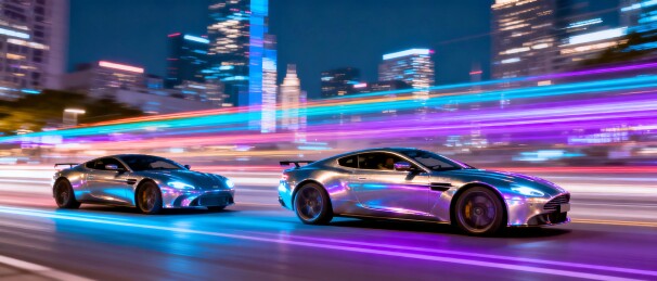 跑车动感都市夜跑场景