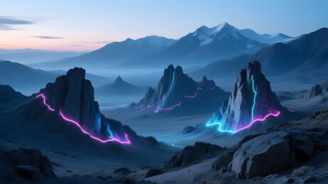 巍峨山峰映蓝天色