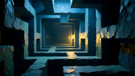 幽暗石巷迷离光影