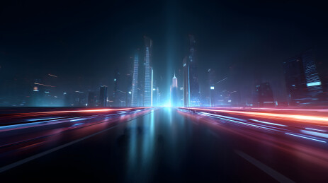 未来城市高速公路夜景