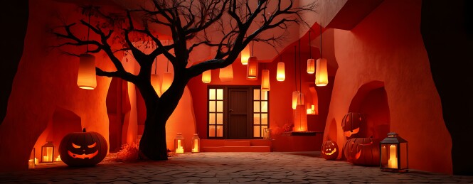 幽灵般的万圣节小巷场景