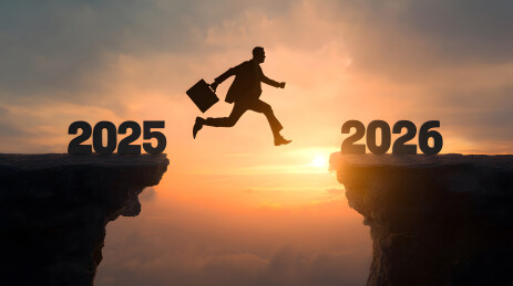 2026新年跳跃商人剪影背景