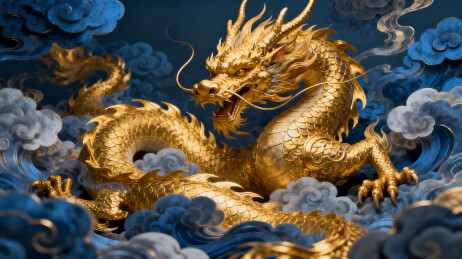 金龙腾云驾雾祥瑞现世