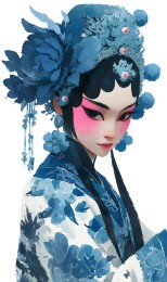 京剧旦角妆容唯美梦幻蓝调