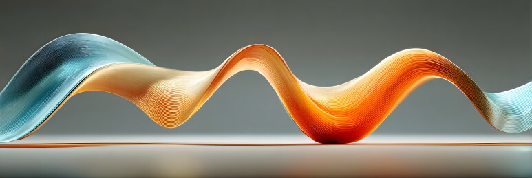 抽象飘带在光影中舞动