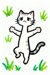 童趣味彩笔儿童画长脖子小猫咪