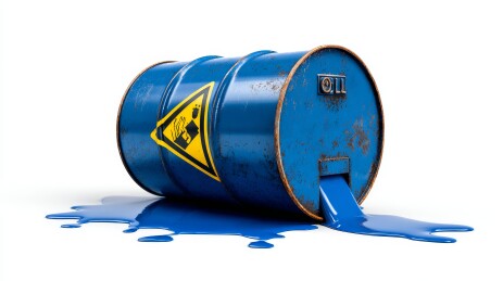 蓝桶泄漏黄液警示