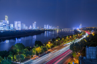 长沙橘子洲湘江 城市灯光秀夜景