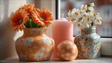 窗台花卉绽放 温馨柔和