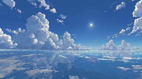 蓝色大海白云景色简约背景