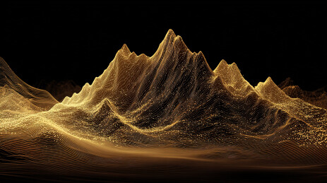 金色粒子构成的山脉景观