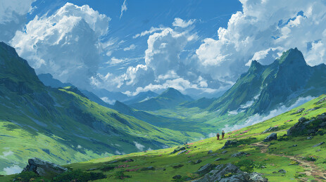 青山绿水间的山谷风光