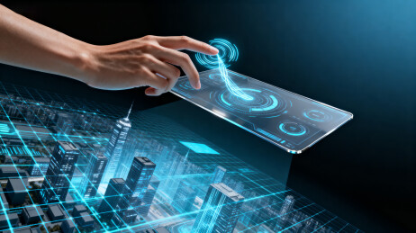 未来科技手触虚拟屏幕