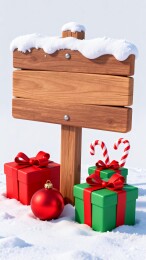 雪地圣诞礼物与木牌