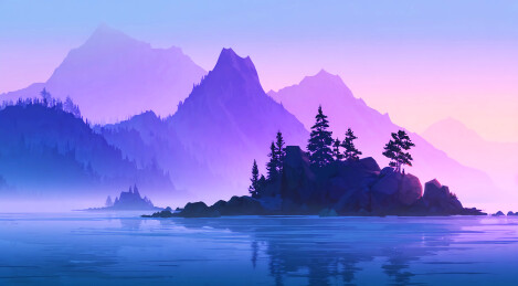 高山风景自然风光插画 