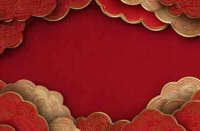 红色背景金色祥云边框