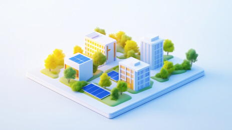 采用光能发电的小镇建筑
