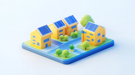 采用光能发电的小镇建筑