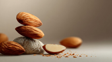 带壳杏仁摆拍特写图