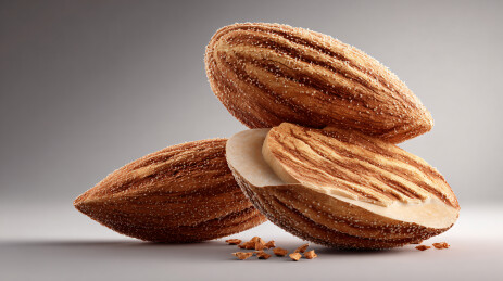 带壳杏仁摆拍特写图