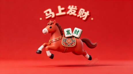 3D风马背着发财麻将