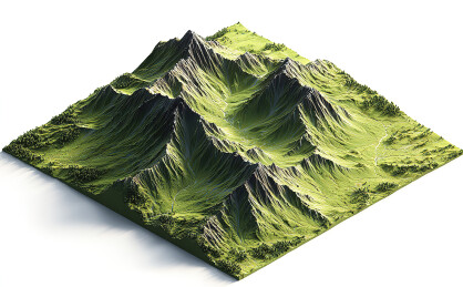 绿色山脉地形模型