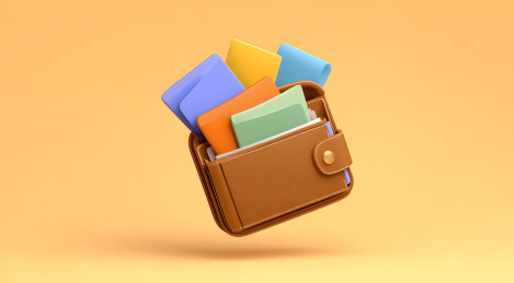 钱包中露出多彩卡片