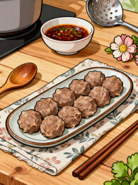 肉丸蘸酱筷子餐盘