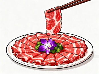 切片牛肉盘子搭配筷子