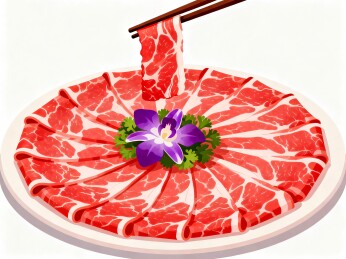 切片牛肉盘筷子夹起