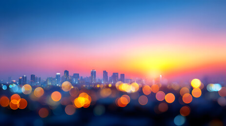 镜头虚化城市背景