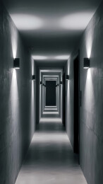 现代走廊的冷色调空间