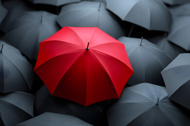 红色和黑色的雨伞