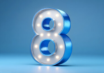 金属发光艺术字数字8