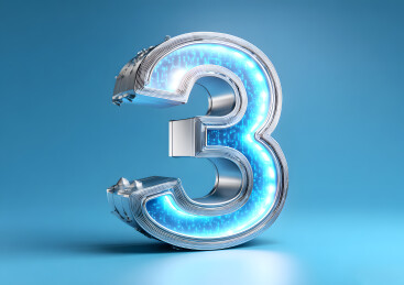 金属发光艺术字数字3