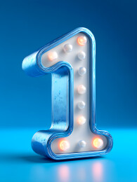 金属发光艺术字数字1