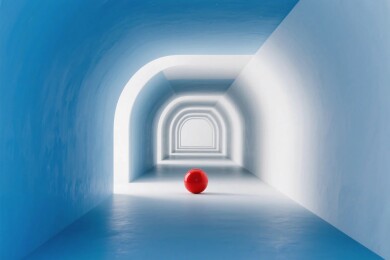 蓝色隧道与红色小球