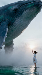 女孩与鲸梦幻水域的温柔邂逅