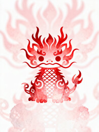 赤龙图腾山茶花剪纸东方美学