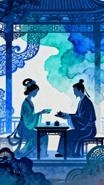 亭中对酌茶香氤氲中式意境