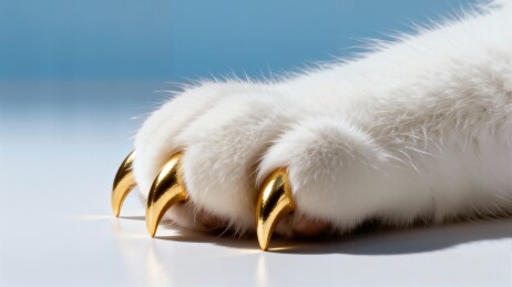 白色猫爪与金色利爪特写