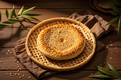 竹盘装带芝麻美食尽显传统味