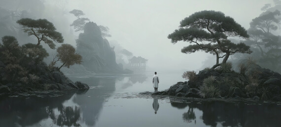 中国风 松树 东方美学 插画 风景