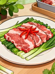 肉类葱段辣椒组合