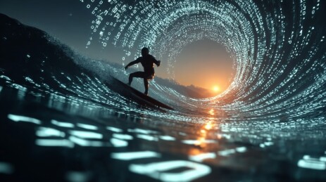 数字浪潮中的冲浪者