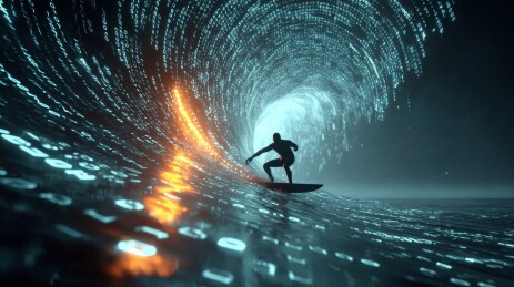 数字浪潮中的冲浪者