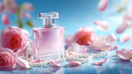 一瓶粉红色香水