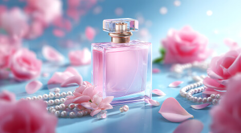 一瓶粉红色香水