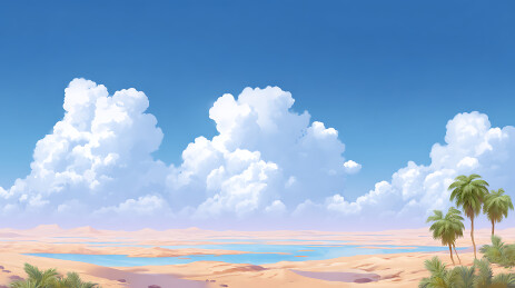 蓝天白云沙漠场景
