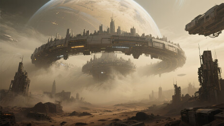 未来太空城市末日废土风海报壁纸